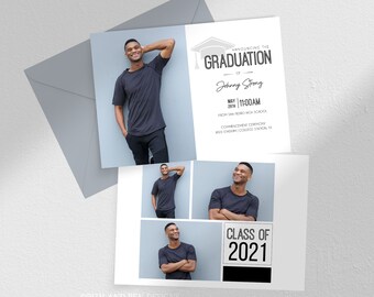 Graduation Announcement Invitation, Printable Photo Card, 5x7 Editable Instant Download, Corjl #027-30GA