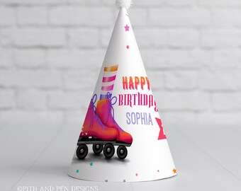 Roller Skating Party Hat, DIY Birthday Party, Printable Party Decor, #048-14PH