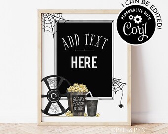 Halloween Scary Movie Night Signs | Unlimited Designs | Printable - Corjl #045-21S