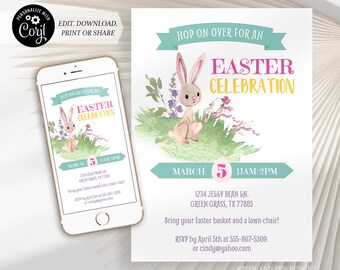 Easter Invitation: Bunny Egg Hunt, Printable and Digital - Corjl #030-46PI