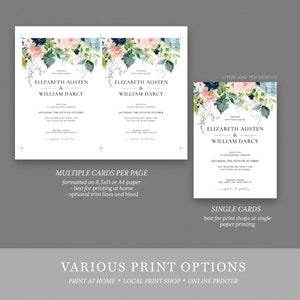 Wedding Invitation Set, Navy and Pink Wedding, Printable Invite, RSVP ...