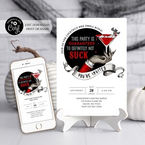 Vampire Cocktail Invitation | Adult Halloween | Printable and Digital - Corjl #071-03PI