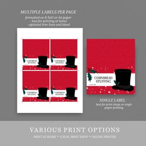 Christmas Food Label Template, Buffet Cards, DIY Christmas Dinner ...