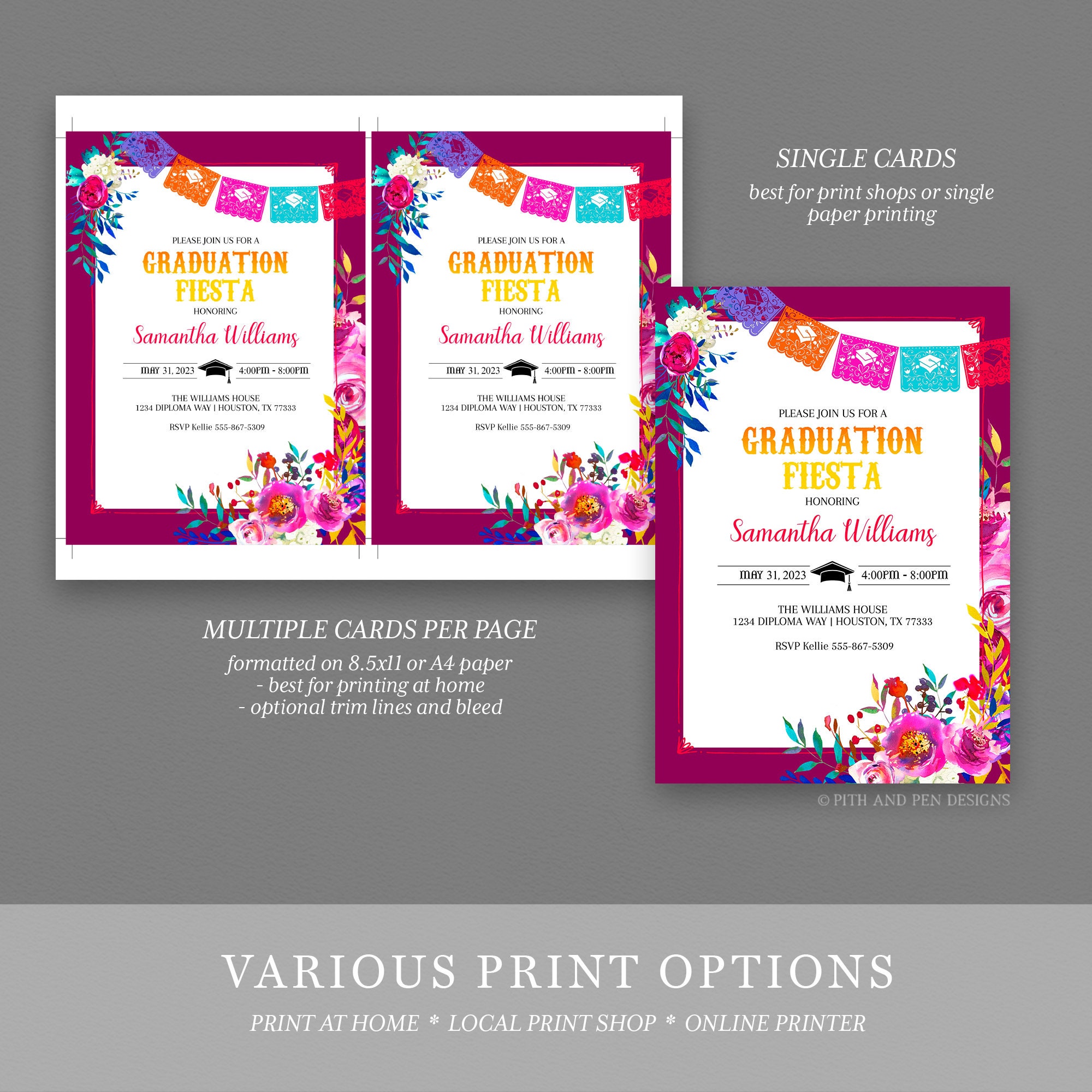 Graduation Fiesta Party Invitation DIY Printable Custom Photo - Etsy