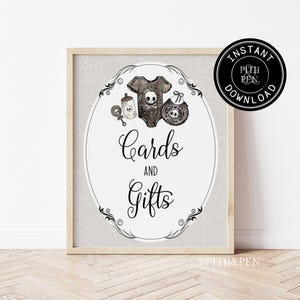 Gotische babyshowerkaarten en cadeaubord | Halloween-baby | Afdrukbaar decor | #088-06S