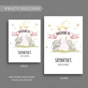 Elephant Baby Shower Sign, Printable Welcome Sign, Corjl 059-22WS - Etsy UK