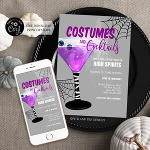 Costumes and Cocktails Invitation | Adult Halloween |Martini | Printable and Digital - Corjl #014-101PI