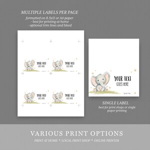 Elephant Party Food Label, Editable Party Printable, Instant Download ...
