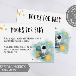 Livres de l'espace extra-atmosphérique pour carte de bébé, inserts de demande de livre imprimables, téléchargement immédiat #041-38BYS