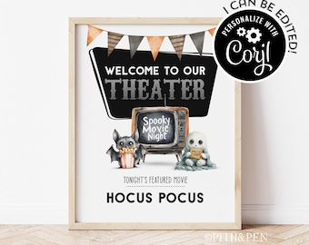 Halloween Scary Movie Night Signs | Featured Movie Poster | Printable - Corjl #045-51S