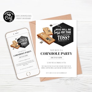 Cornhole Party Invitation | Tournament | Printable and Digital - Corjl #070-05PI