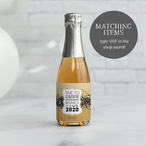 New Year's Eve Mini Champagne Label , EDITABLE Mini Bottle Label, Party Printable, Instant ...