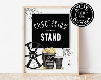 Halloween Movie Concession Stand Sign | Printable Party Sign | Instant Download - #045-13PS