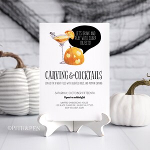 Invito modificabile alla festa di intaglio della zucca, Halloween per adulti, Corjl #014-44PI