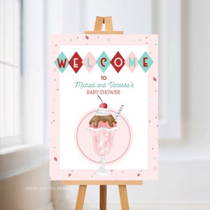 Ice Cream Baby Shower Sign, Printable Welcome Sign, Corjl #051-67WS