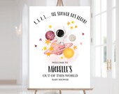Printable Outer Space Welcome Sign, Baby Girl Shower Sign, Corjl #041-32WS