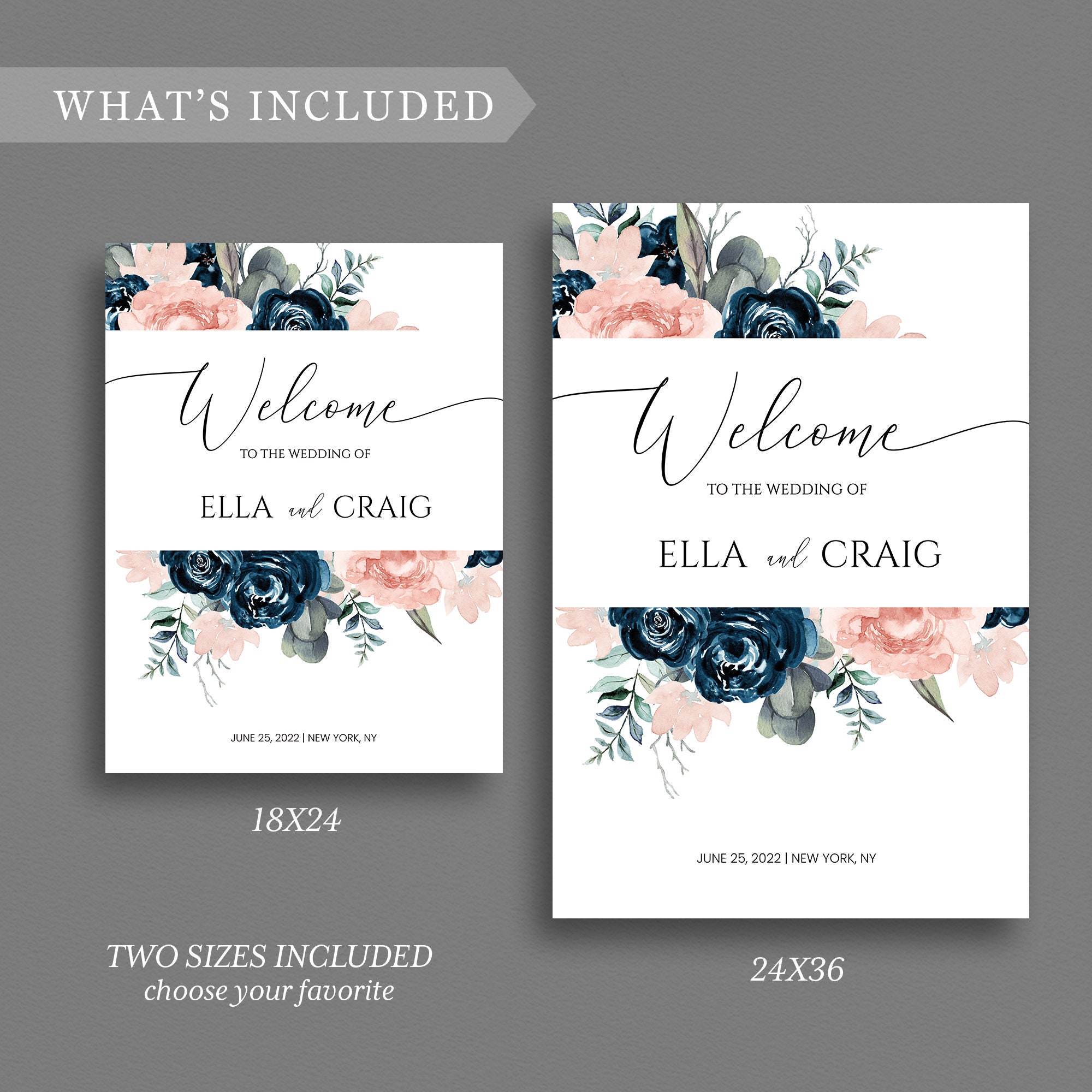 Wedding Welcome Sign, DIY Printable Poster, Custom Wedding Design ...