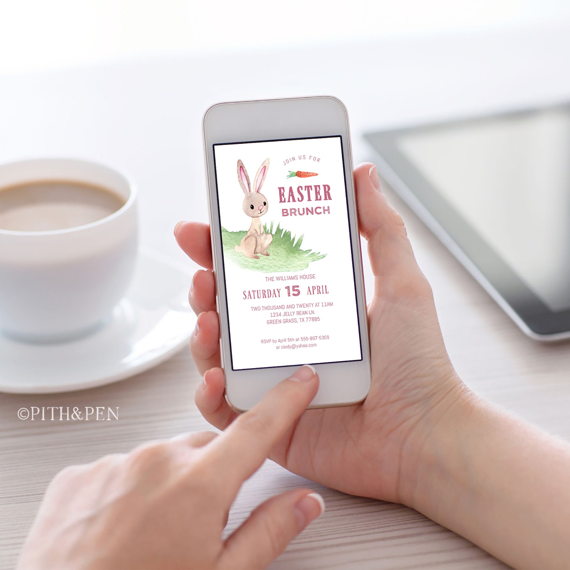 Digital Easter Brunch Invitation DIY Electronic Easter Evite - Etsy