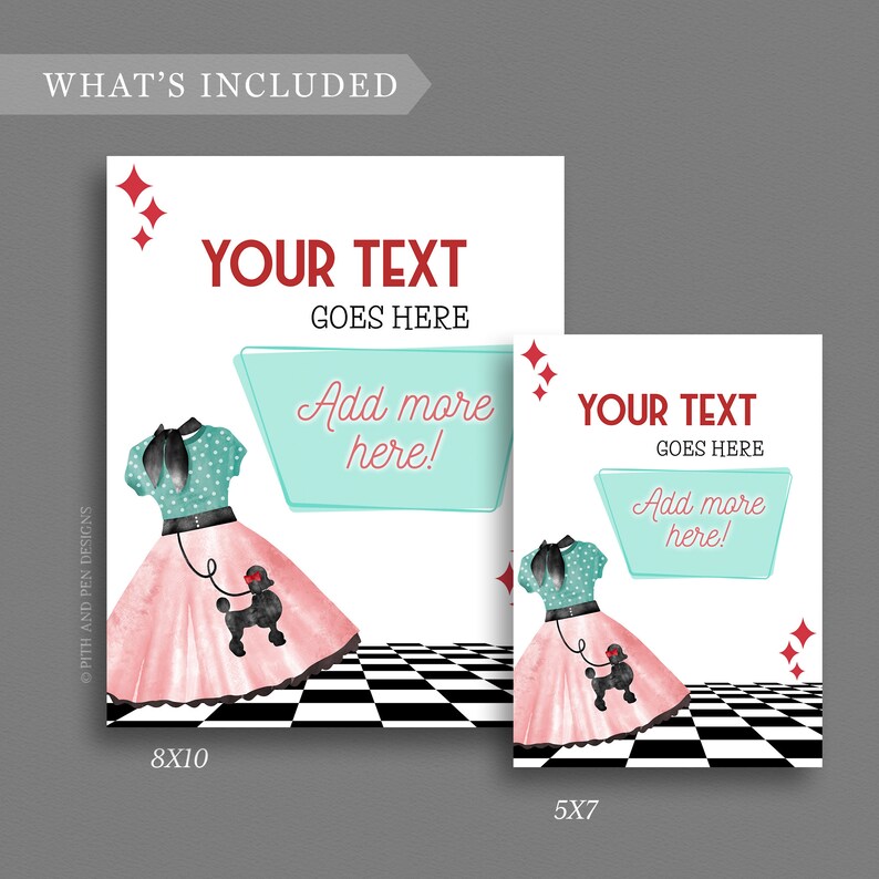 Printable 50's Party Signs DIY Birthday Party Printable - Etsy