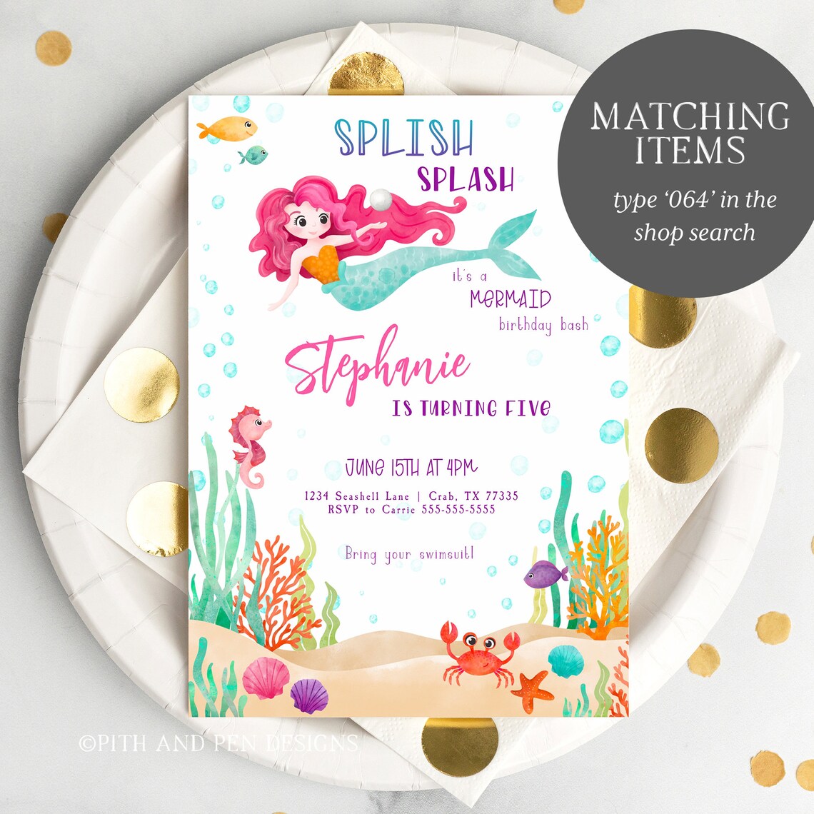 Mermaid Pool Party Invitation Printable Beach Party Corjl - Etsy