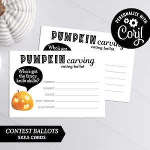 Pumpkin Carving Voting Card | Halloween Contest Ballot | Editable and Instant Download - Corjl 014-046HP