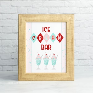 Ice Cream Party Sign, Printable Party Favors Sign, Gender Reveal, Instant Download #051-62S