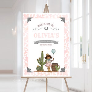 Cowgirl Birthday Party Sign, Printable Welcome Sign, Corjl #065-26WS