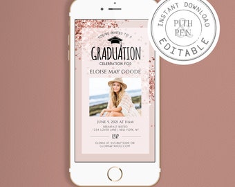 Digital Graduation Party Invitation, DIY Electronic Grad Evite, Instant Download, Corjl #027-13GPD