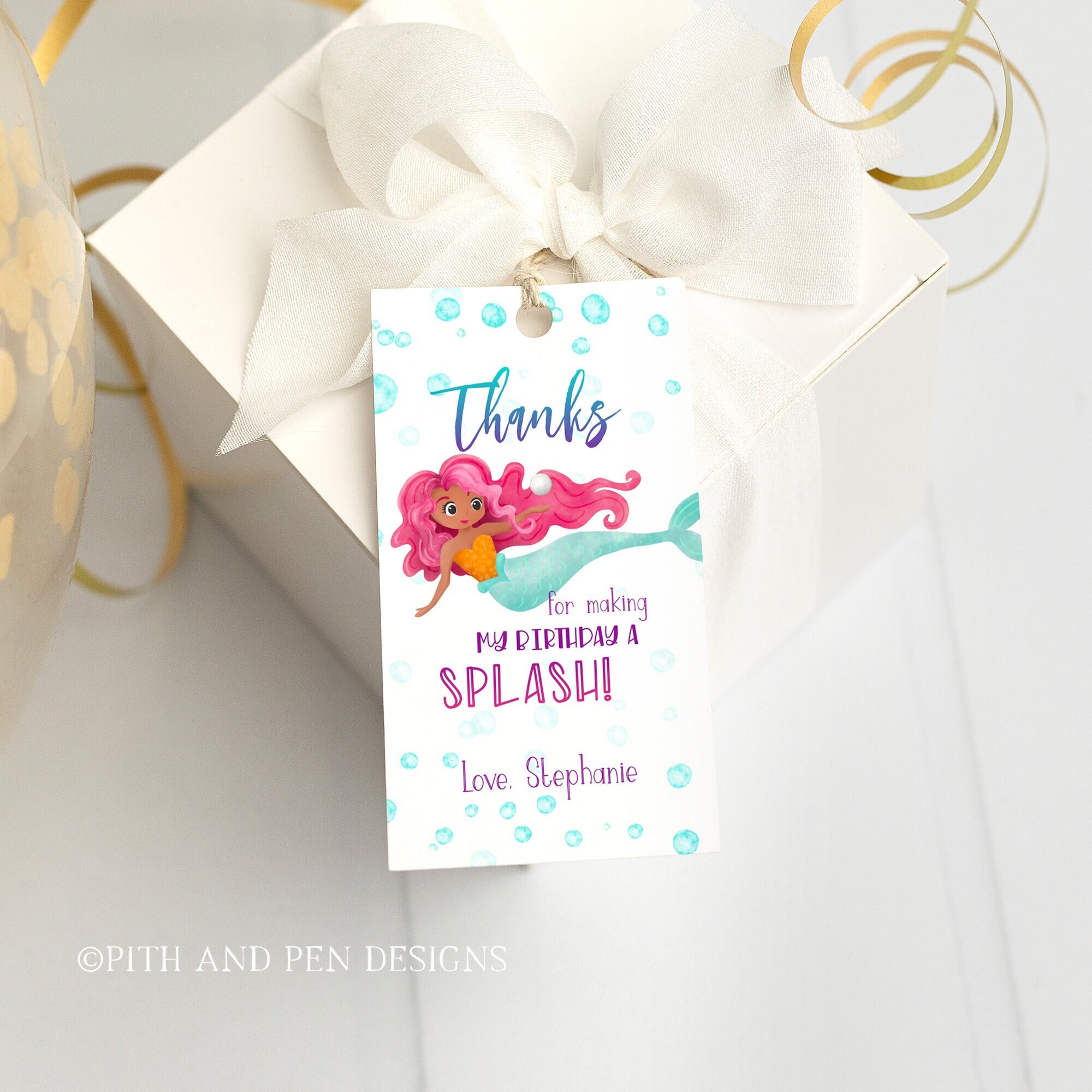 Mermaid Gift Tag Printable Thank You Tag Instant Download - Etsy