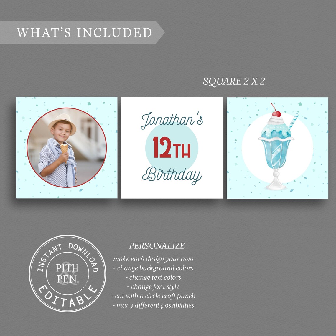 Ice Cream Cupcake Toppers Printable Party Favor Tags Instant - Etsy