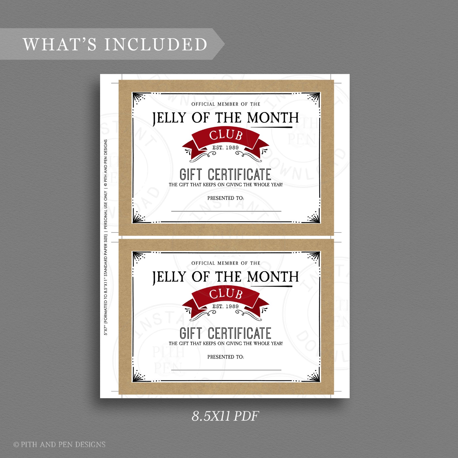 Printable Jelly Of The Month Club Certificate