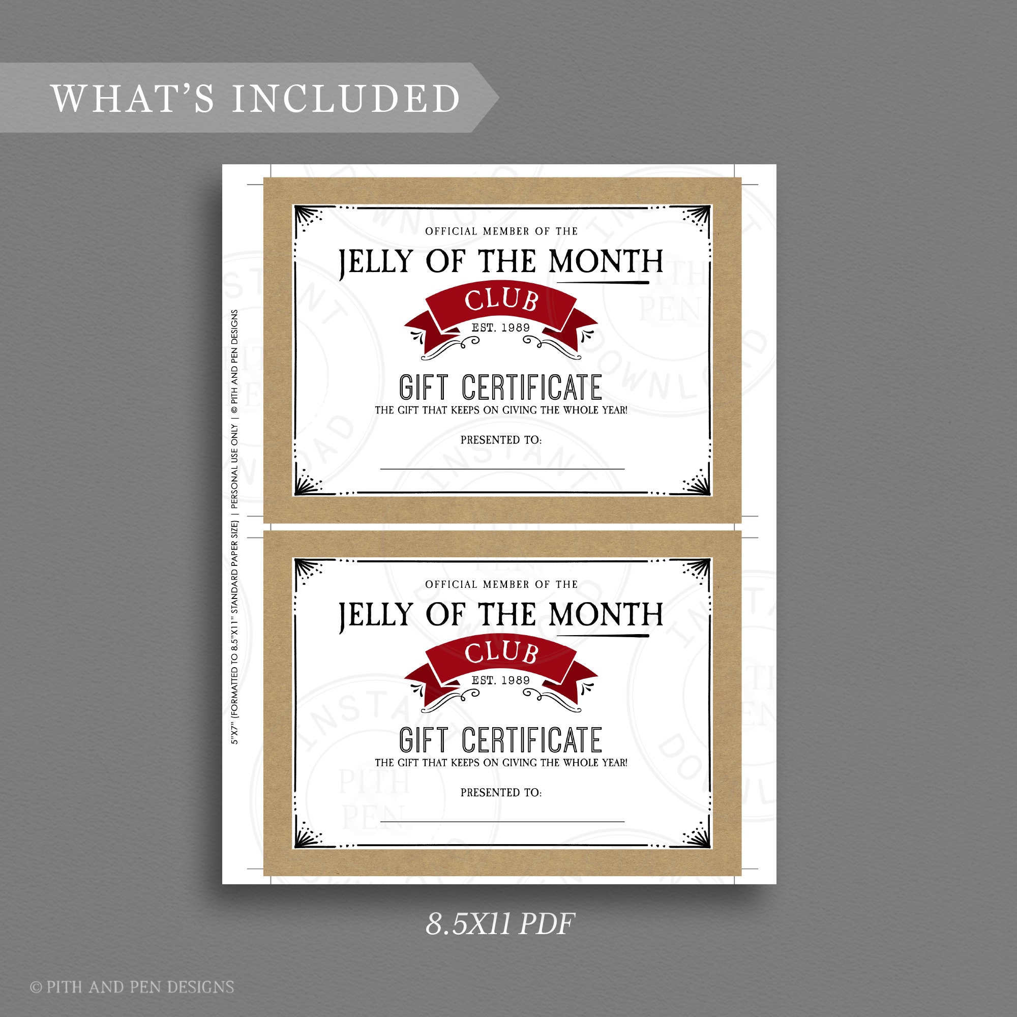 Jelly of the Month Club Certificate PrintableGift Etsy Australia Jelly of the Month Club Certificate PrintableGift Etsy Australia