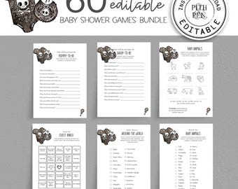 Goth Baby Shower Games Bundle | Halloween Monster Baby | Instant Download #088-05G
