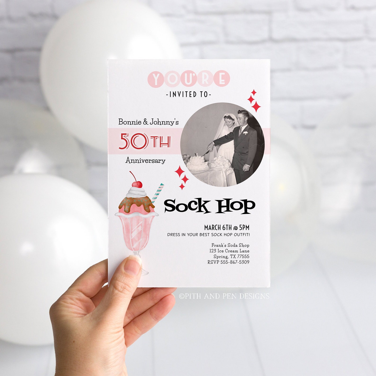 Printable Sock Hop Anniversary Party Invitation 50's - Etsy