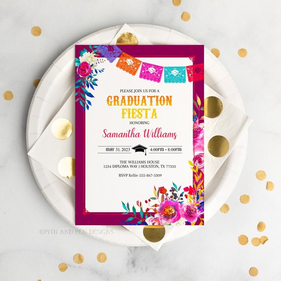 Graduation Fiesta Party Invitation DIY Printable Custom Photo - Etsy