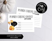 Pumpkin Carving Voting Card | Adult Halloween Contest Ballot | Editable and Instant Download - Corjl 014-043HP