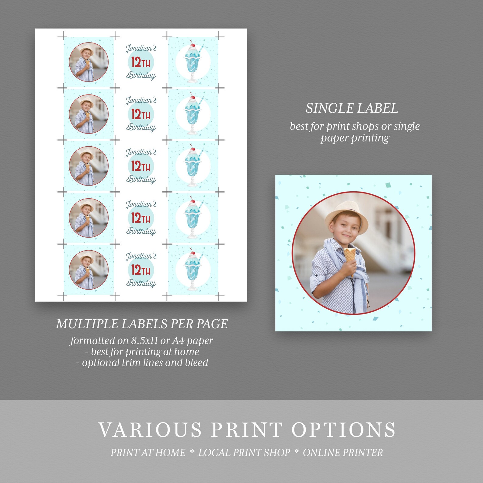 Ice Cream Cupcake Toppers Printable Party Favor Tags Instant - Etsy