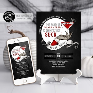 Vampire Halloween Invitation | Vampire Cocktail | Printable and Digital - Corjl #071-01PI