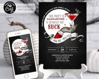 Vampire Halloween Invitation | Vampire Cocktail | Printable and Digital - Corjl #071-01PI