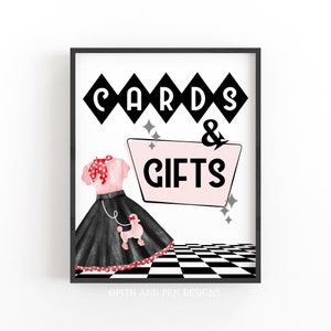 50's Party Sign, Sock Hop Verjaardagsfeestje, Kaarten en Geschenken Afdrukbaar Decor, Instant Download #062-33S