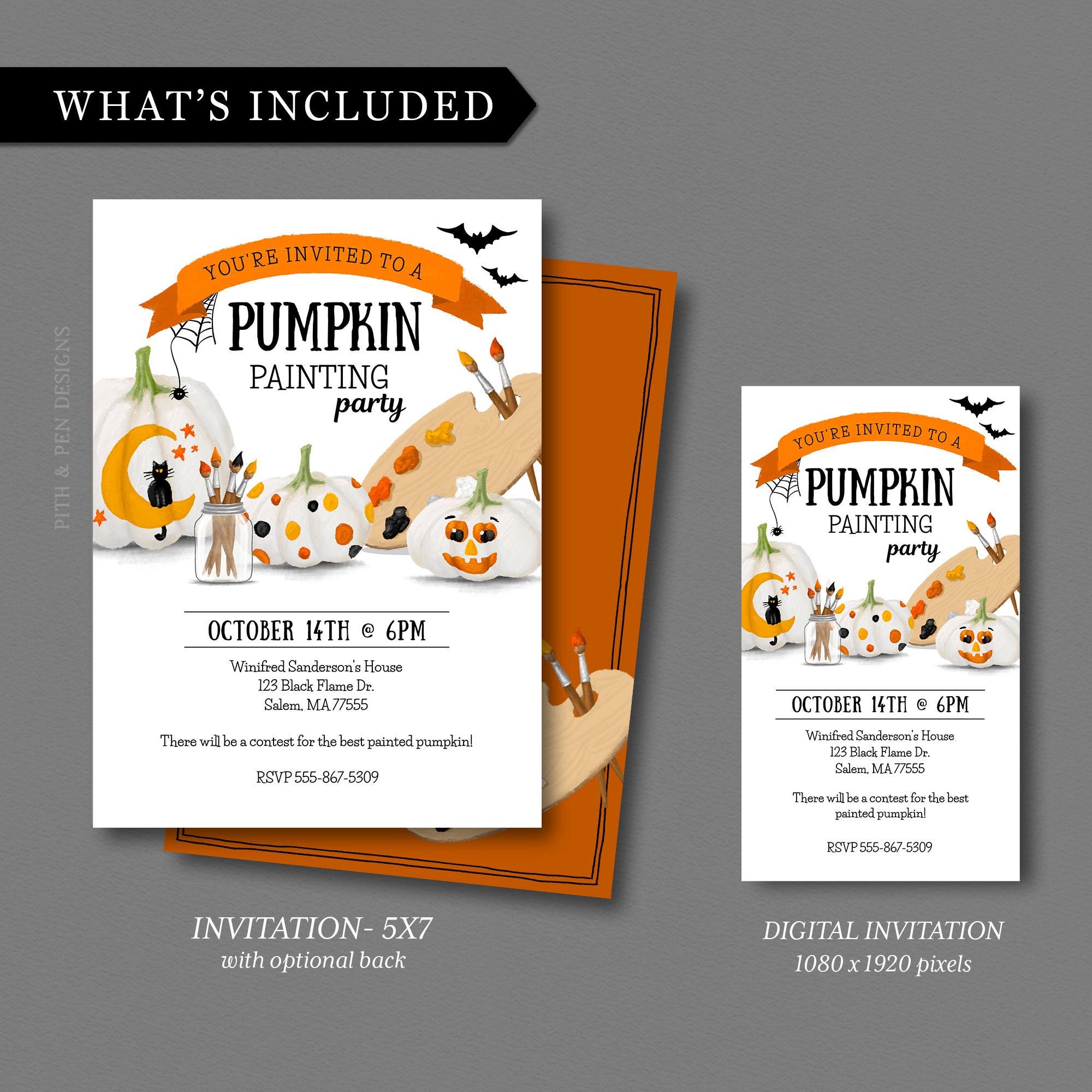 Pumpkin Painting Party Invitation | Kids Halloween | Printable and