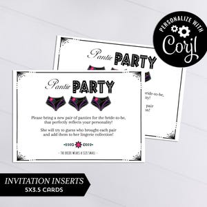 Pantie Party Card | Printable Invitation Insert | Instant Download | Corjl #067-48PI