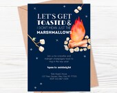 Printable Bonfire Party Invitation, Editable NYE Party Evite, Instant Download, Corjl #018-13PI