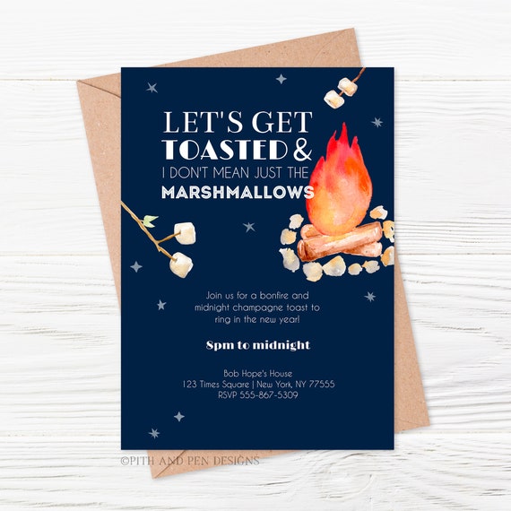 Printable Bonfire Party Invitation Editable NYE Party Evite | Etsy