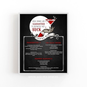 Halloween Cocktail Sign, Vampire Party, Printable Party Decor, Corjl #071-05S