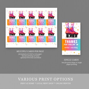Printable Roller Skating Thank You Tag, EDITABLE Gift Tag, Instant ...