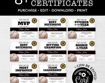 Bearbeitbare Baseball-Zertifikate | Sport Siegerehrung - Corjl #050-15C