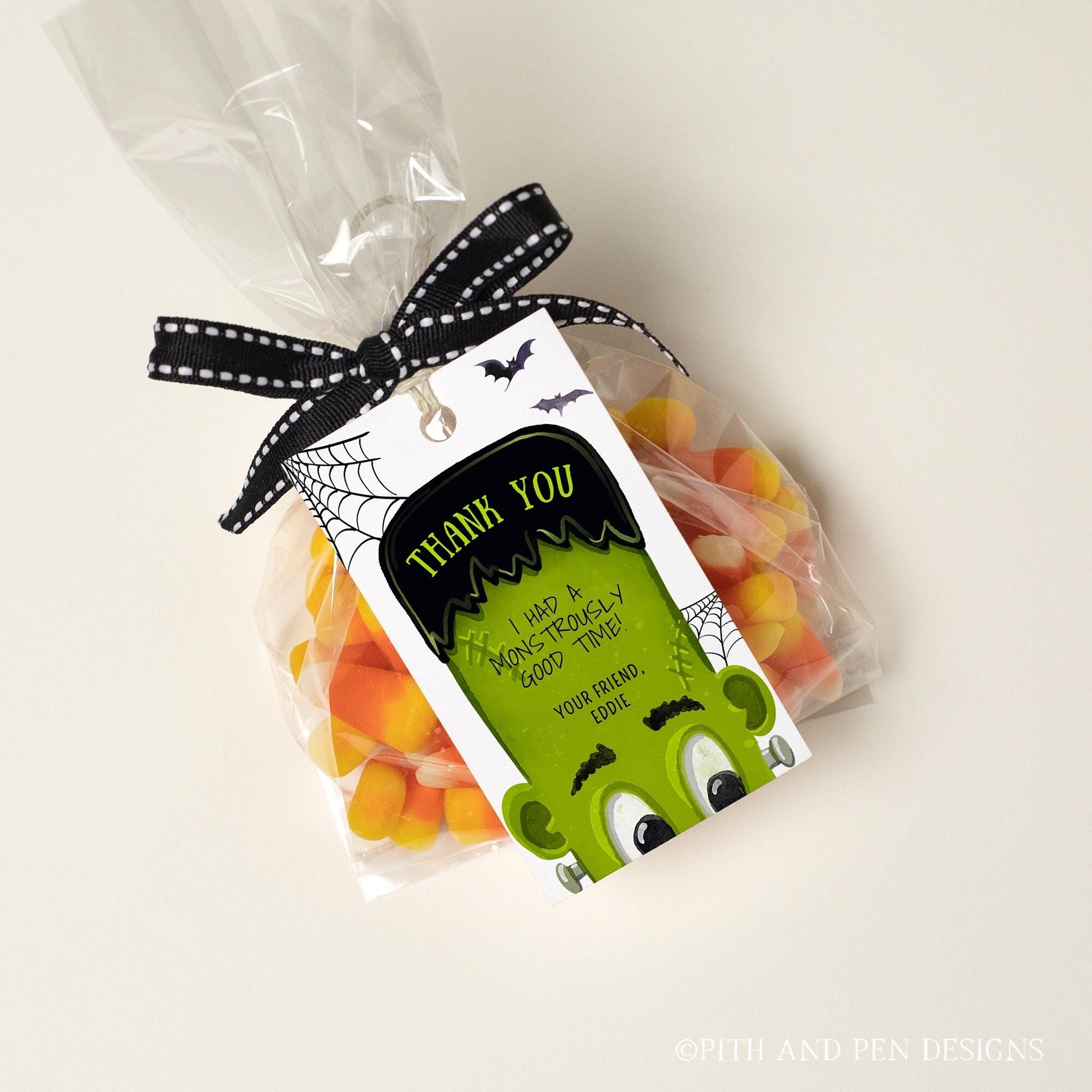 Editable Halloween Gift Thank You Monster Bash Instant Etsy