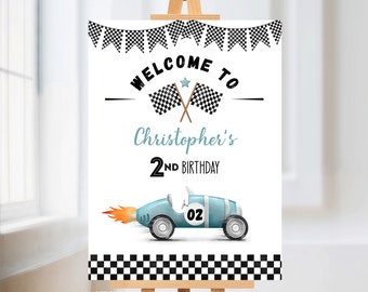 Race Car Birthday Sign, Printable Party Sign, Corjl #069-21WS