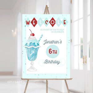 Ice Cream Birthday Party Sign, Printable Welcome Sign, Corjl #057-02WS